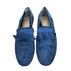 Alexandre Birman Suede Loafers Women's Size 37/6.5-7 Marine Blue Fur Lined Shoes